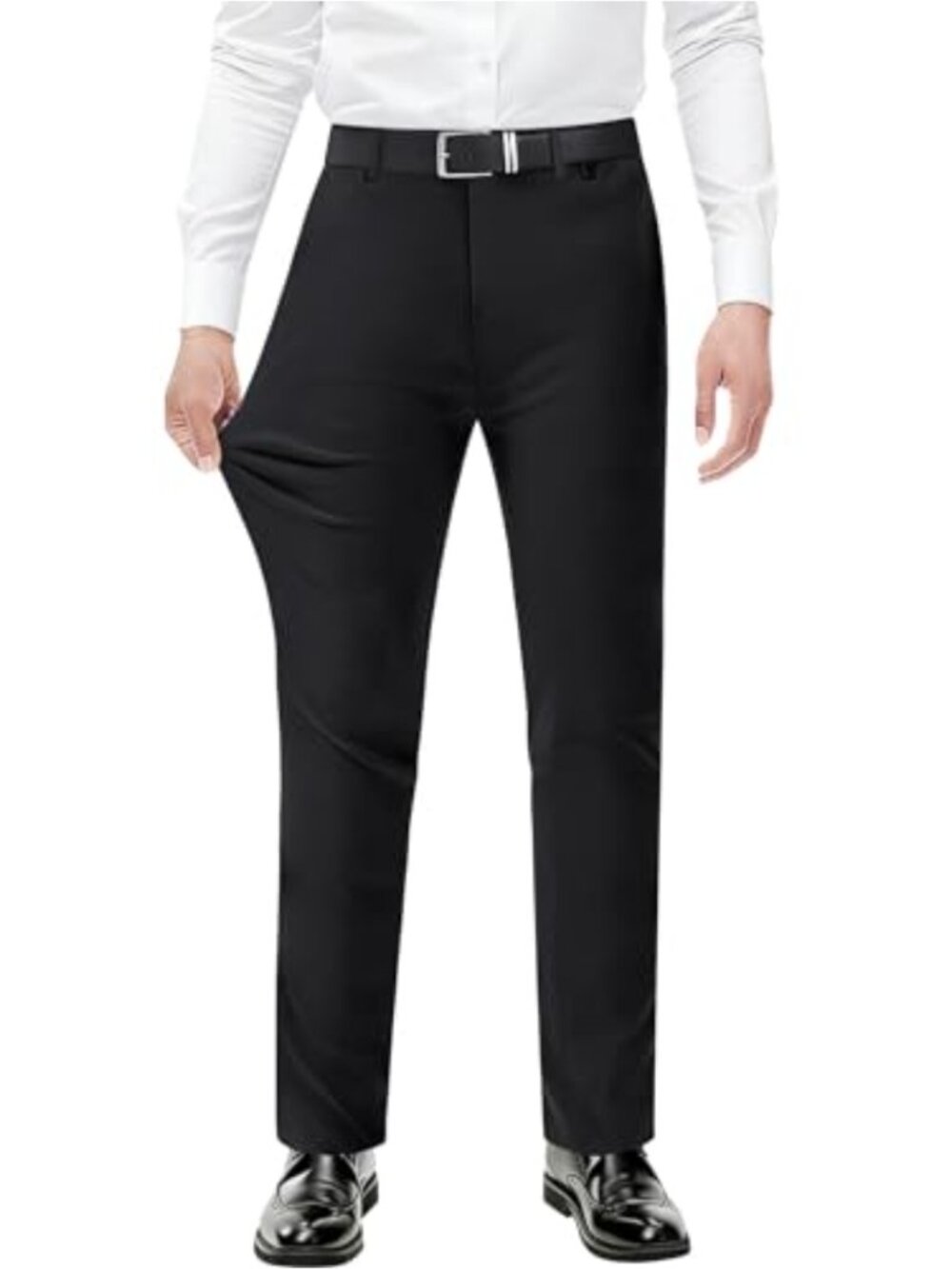 Men's Stretch Dress Pants Expandable Waist Straight Leg Business Casual